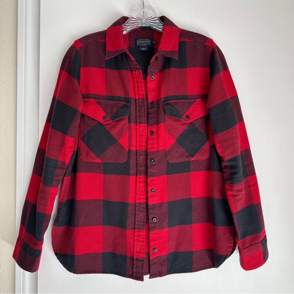 NWOT Pendleton Madison Cotton Flannel Shirt, Red/Black Buffalo Check, X-Small - Picture 13 of 14